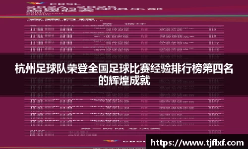 杭州足球队荣登全国足球比赛经验排行榜第四名的辉煌成就